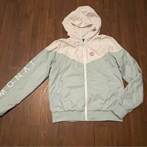 Monat Full Zip Windbreaker Light Teal/White Colorblock Size Small